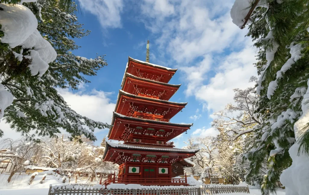 Japan temple winter