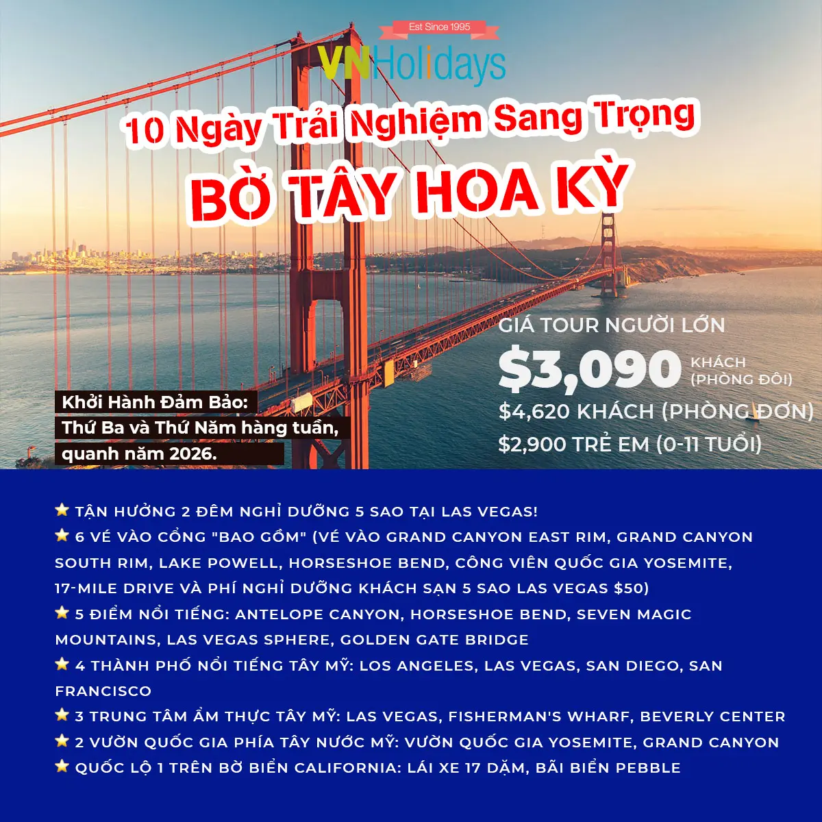 10 Ngày Bờ Tây Hoa Kỳ 2026