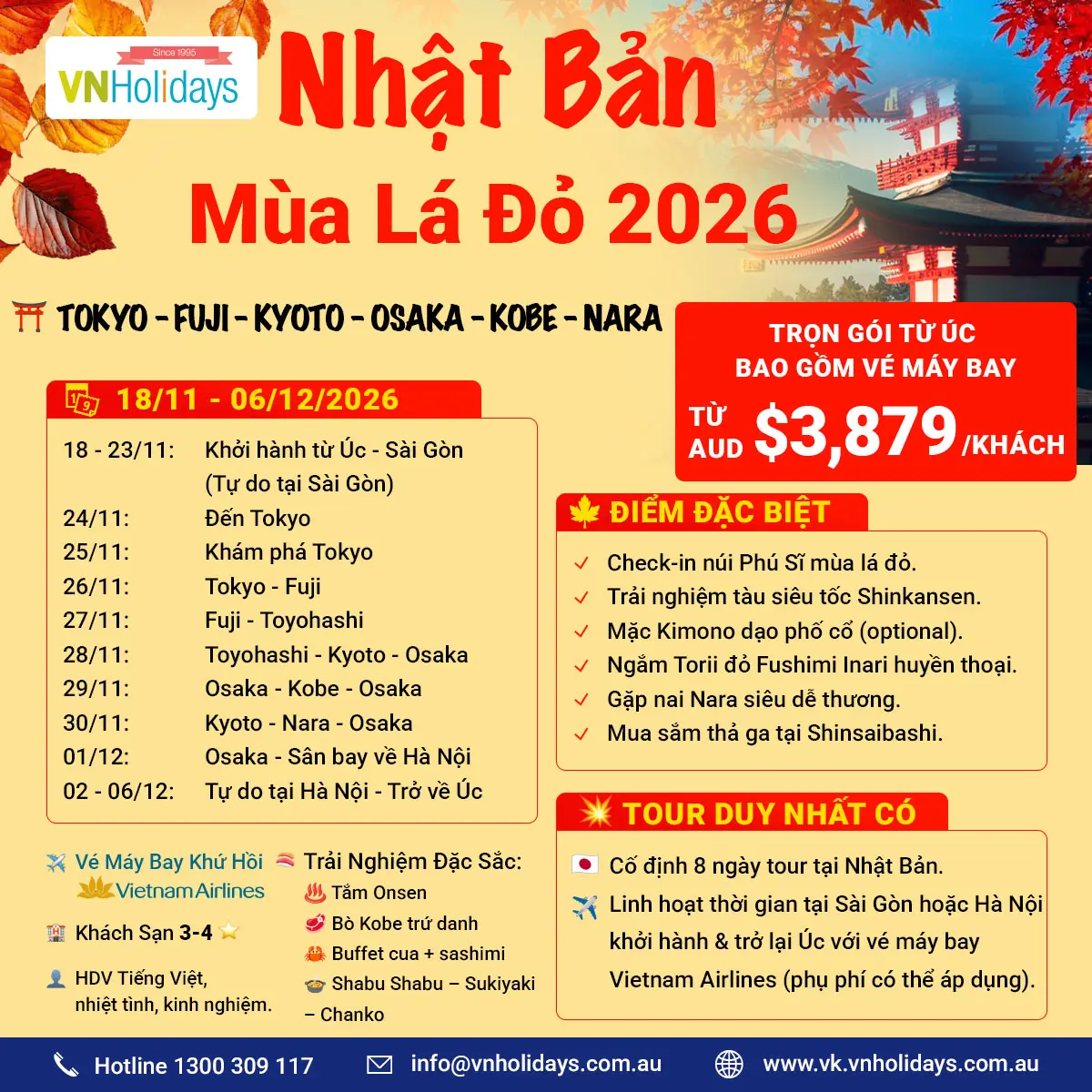 Nhật Bản – Mùa Lá Đỏ 2026 Nhật Bản - Mùa Lá Đỏ 2026